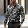 Módní přechodová pánská kulatá formální košile Knoflíková košile Dlouhý rukáv Business Casual Každodenní Podzim Nová Košile s límečkem 3D potisk Top