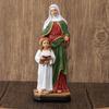 Priest Anne with Marys Statue Figurines Hand Painted Priest Statue Mother and Children Sculpture Religious Gift for Womens