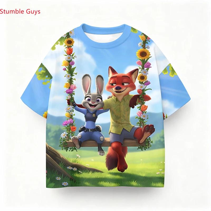 Summer Cute 'Zootopia' T-Shirt Summer Judy Hopps Printed Short Sleeve Fashion Casual Children's Top