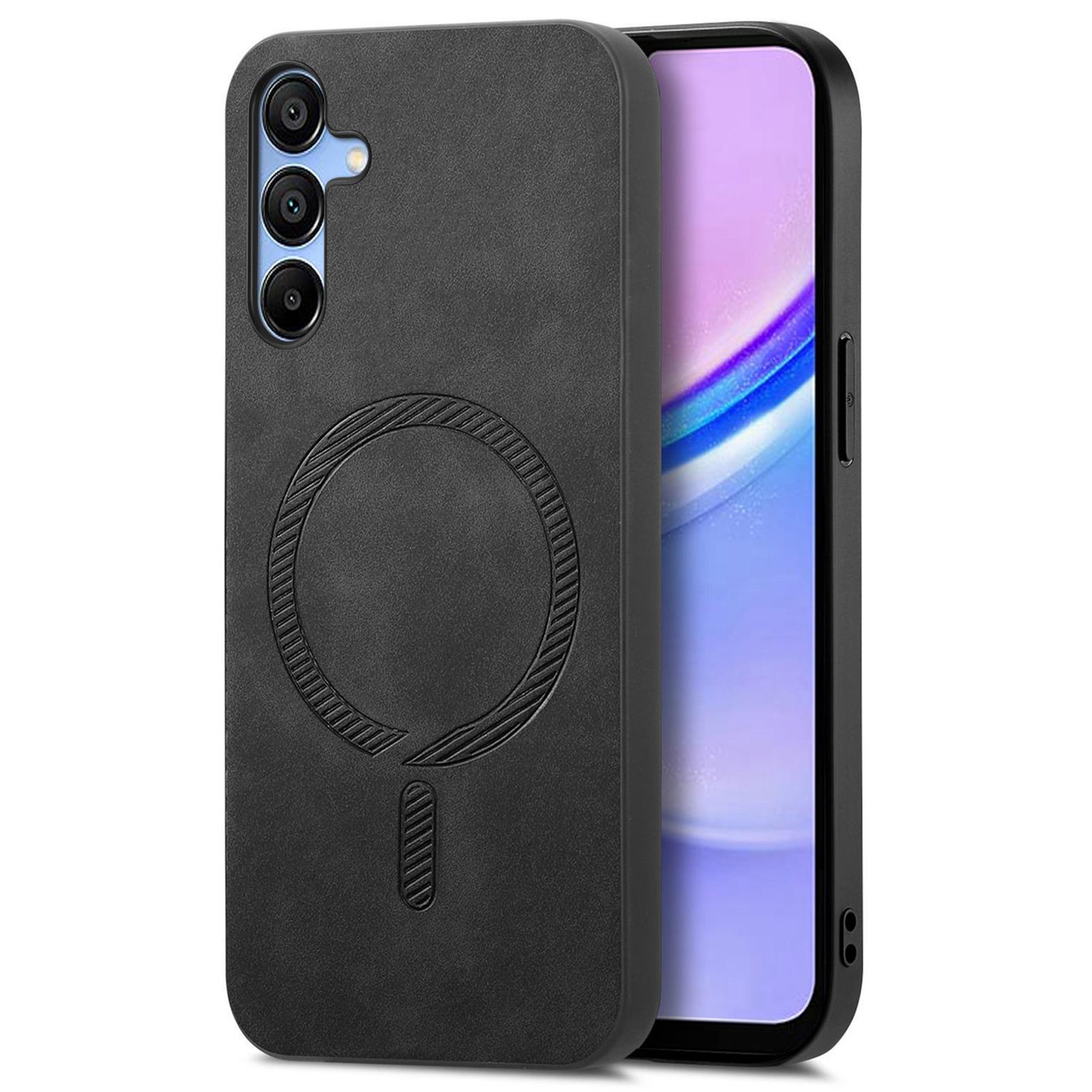 

For Samsung Galaxy A15 4G/A15 5G Leather Back Case Compatible with MagSafe Skin-touch Phone Cover Black