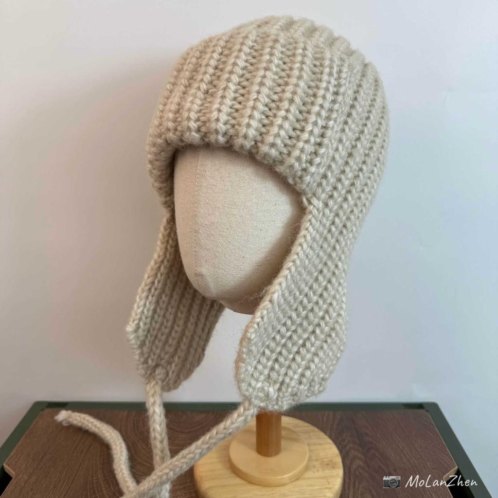 Liu Zhimin Coarse Wool Ear Protection Hat Women's Autumn and Winter Flying Hat Balaclava Hat Shows a Small Face Knitted Lei Feng