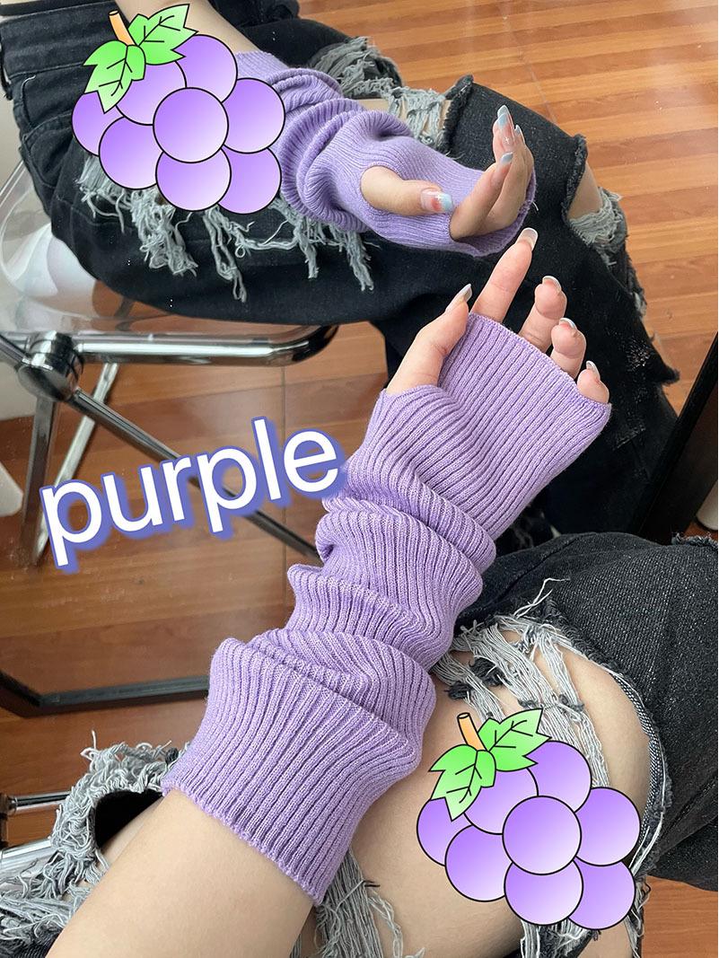 

Бирюзовые однотонные длинные женские вязаные шерстяные митенки - Теплые и ветрозащитные One Size фиолетовый