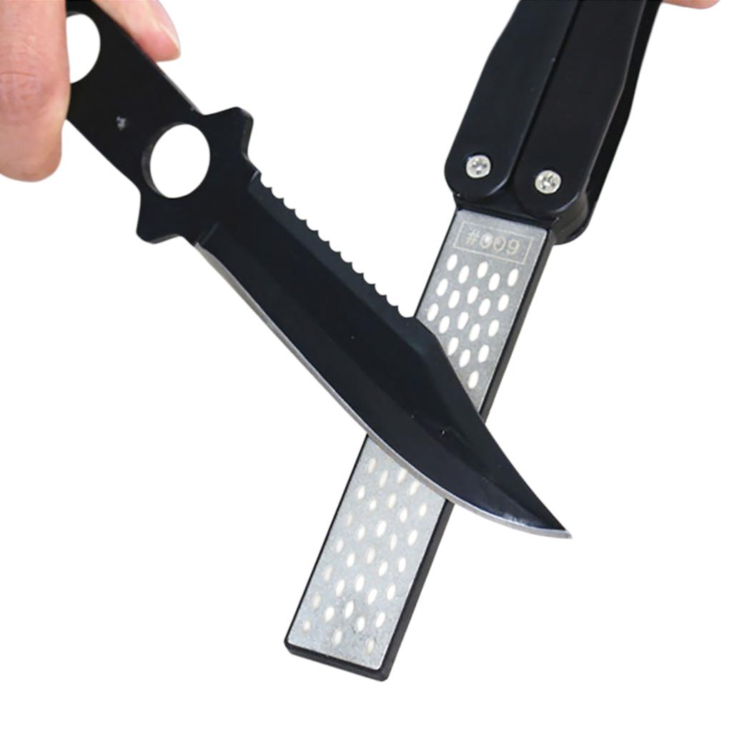 Foldable Knife Sharpener Gritstone with Non-Slip Handle Outdoor Sharpening Whetstone Portable Double Side for Outdoor Use