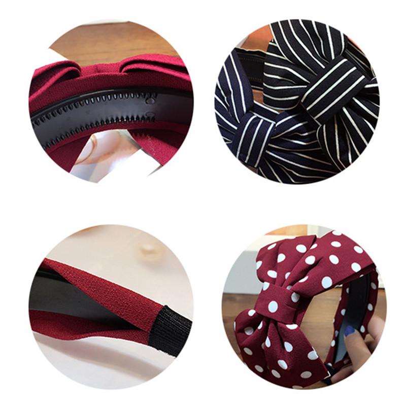 Duża kokardka z szeroką wstążką z pałąkiem na głowę Śliczna damska opaska w kropki