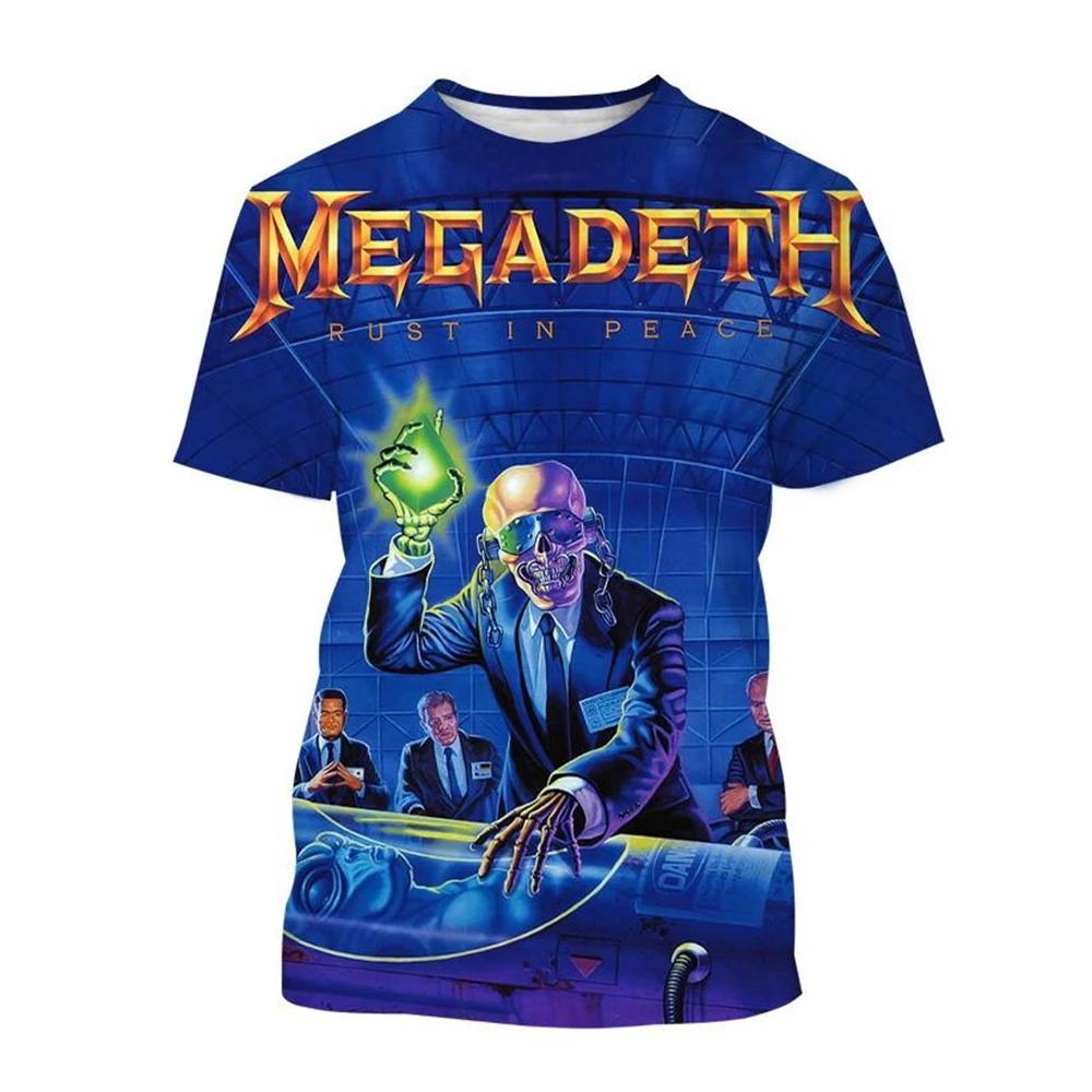 Megadeth 3D Print Sport Quick-dry Breathable Men T-shirt Casual Rock Band Street Punk Fun Hip-hop Short-sleeve Boy Top Clothing