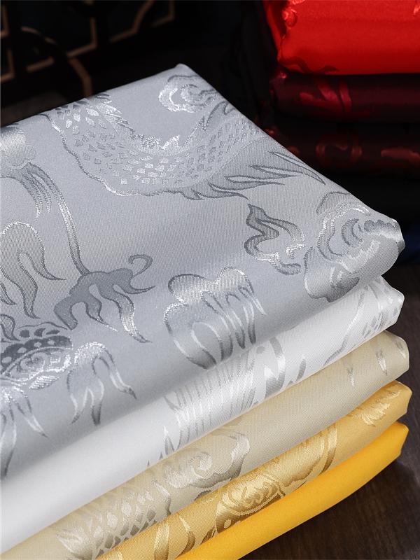 Phoenix Dragon Jacquard Silk Satin Fabric for Hanfu and Tang Suit Costumes
