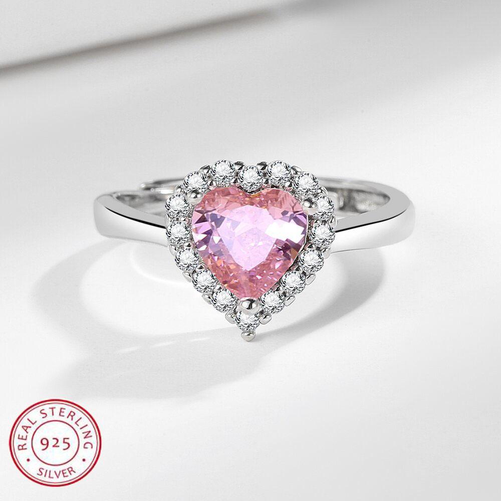 Valentine's Day Gift Red Heart 925 Sterling Silver Elegance Ring For Women Jewelry Rings For Wedding Party