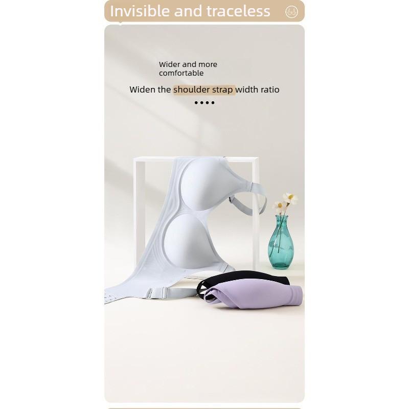 Jelly-style Underwear with Soft Support, Seamless Wide Shoulder Straps, Cup Fixation, Double Breast Reduction, Without Steel Rings.