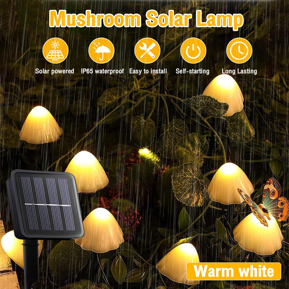 

30 светодиодных солнечных гирлянд, сказочная дорожка, лужайка, ландшафт, гриб, лампа, уличный рождественский сад, патио, гирлянда, уличное украшение