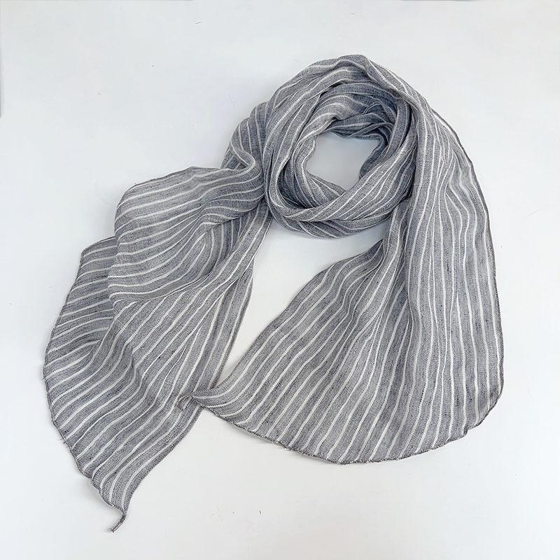 Thin Linen Scarf Slender And Narrow Long Breathable Neck Protection Silk Scarf Women'S Versatile Extended Shawl