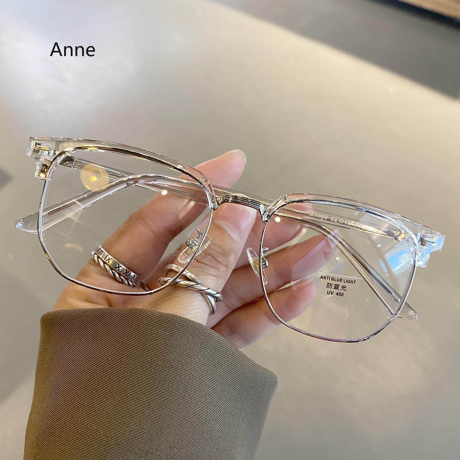 

Womens Luxury Myopia Glasses Half Frame Blue Light Blocking Computer Eyewear Business Prescription Eyeglasses 0