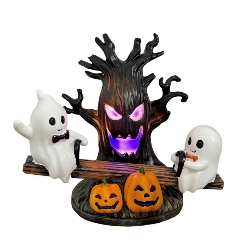 Indoor Character Lamp with USB Cable, Molded Display Form, and Tree Center Light for Shelf, Desk, and Side Table Use, 17.5 x 11 x 15.5 cm