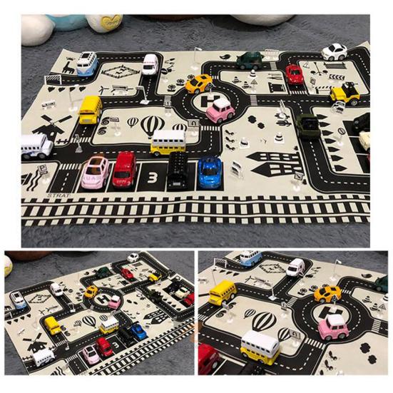 83x59cm Kids Car City Road Play Mat Carpet Traffic Signs Blocks Education Toy