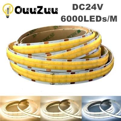 Double Row Flexible COB LED Strip Super Bright High Density 600LEDs/m Dimmable LED Lights DC24V 2000LM/M 3000K 4000K 6500K Strip