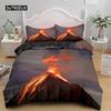 Sada povlaku na peřinu Volcano Velikost King Vzor Katastrofa Červená Žlutá Přikrývka Mikrovlákno Lávové Povlečení pro Dospělého Chlapce Muže Teenagera