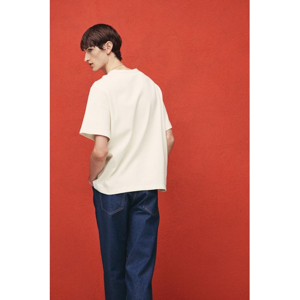 H M Regular FiT Waffle TexTure T sHirT creaM