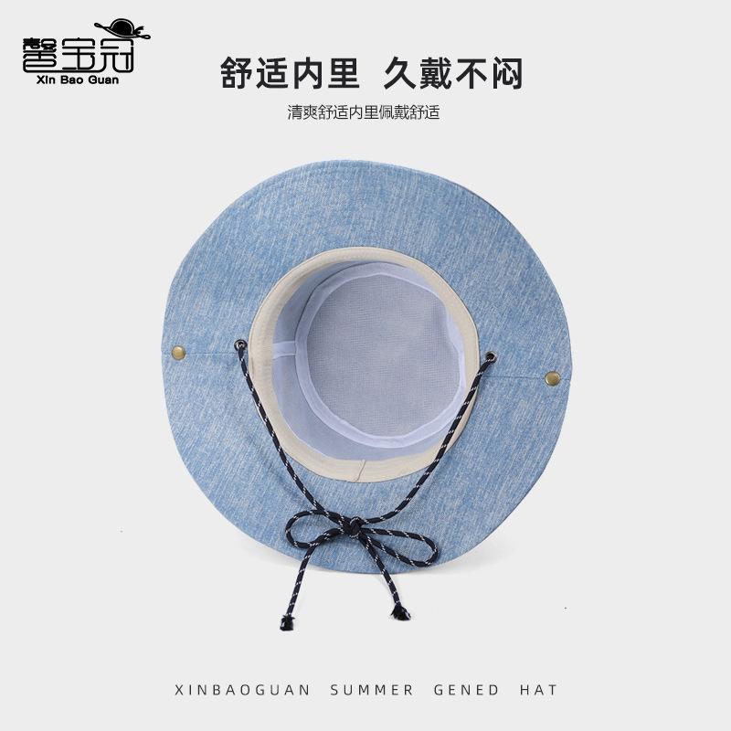 Fashion washed denim hat women's outdoor climbing bucket hat high sense summer camping sunshade sun protection hat