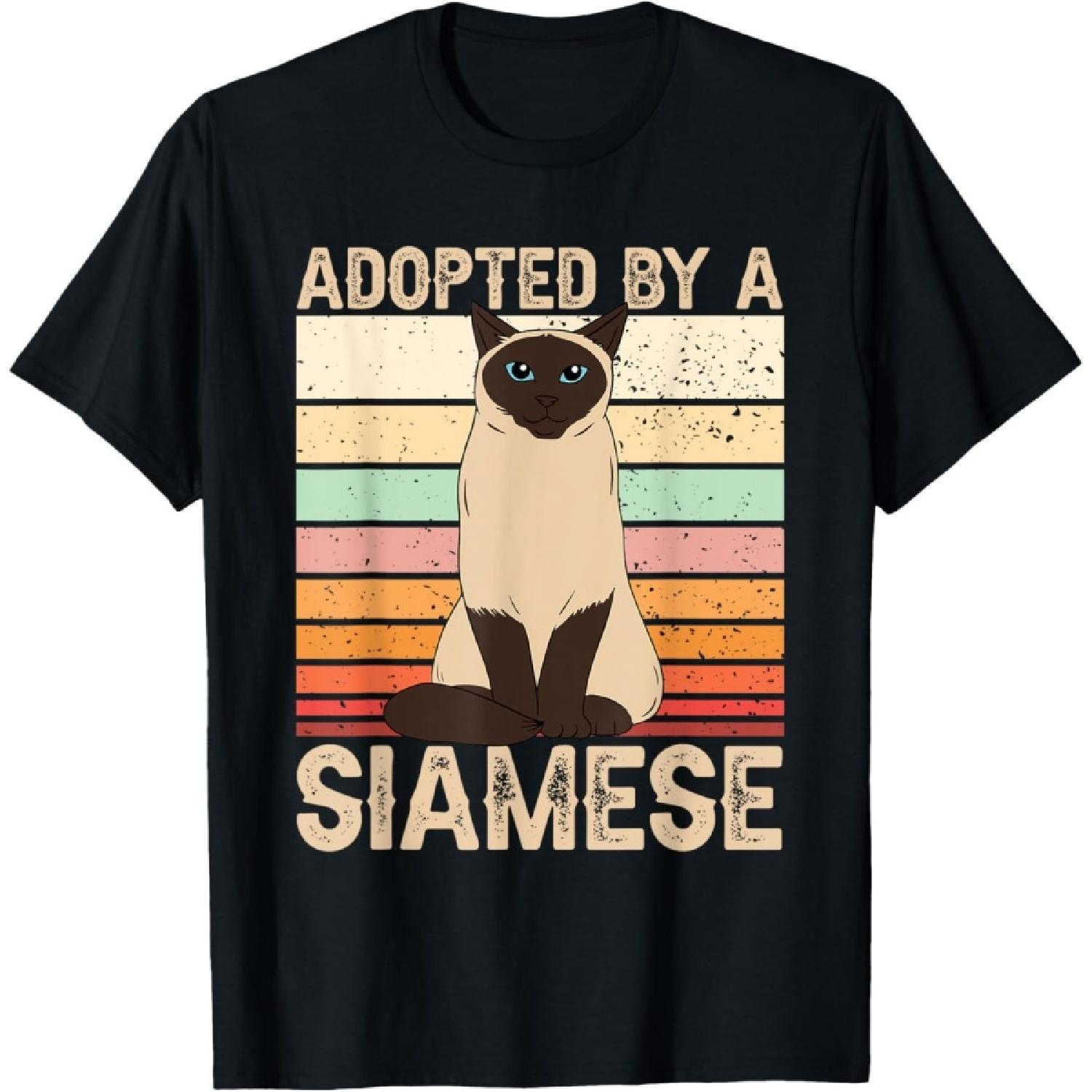 

Siamese Cat Adopted By A Siamese Cat T-Shirt for Men Women XXXXXL