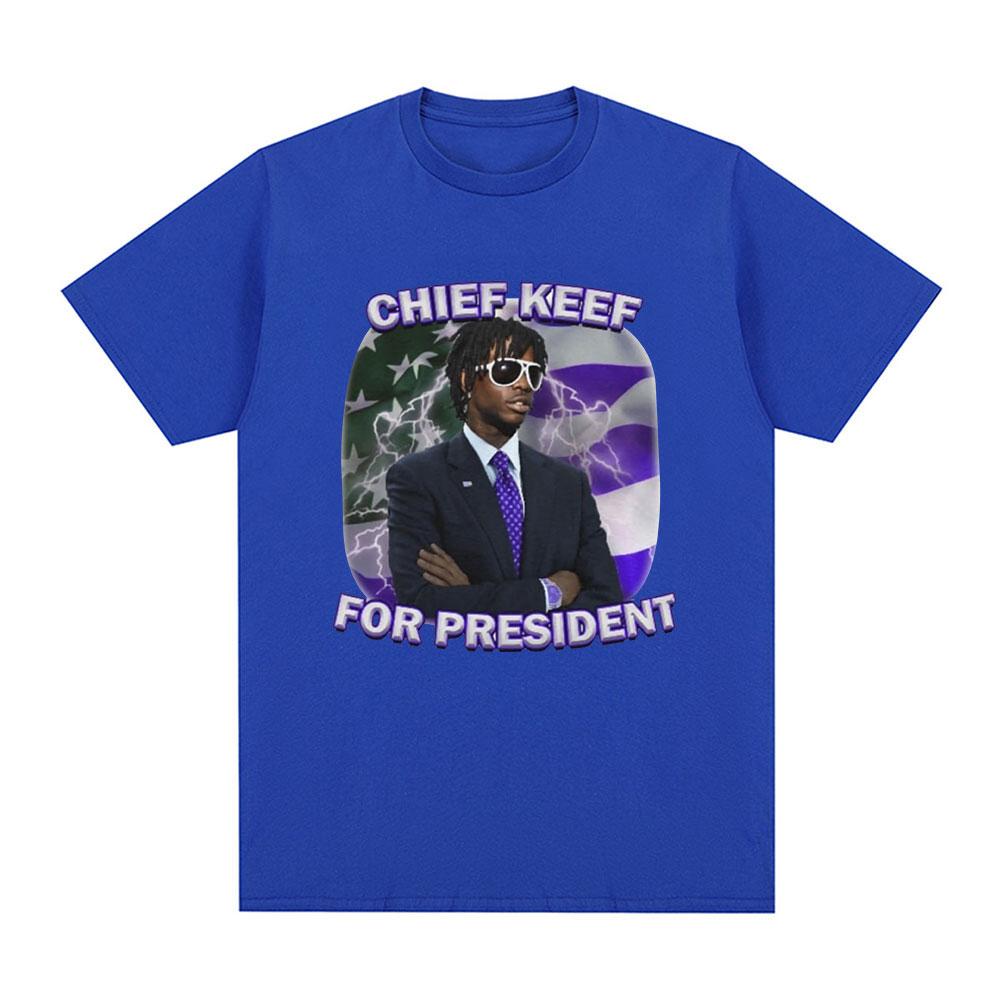 Rapper Chief Keef for President Graphic T Shirt Men Fashion Hip Hop Short Sleeve T-shirt Vintage Gothic Oversized T Shirts Tops