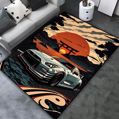 Sports Car Area Rug, Machine Washable Anti Slip, Comfortable Mat, Perfect for Living Room Bedroom Kitchen, Stylish Floor Decor