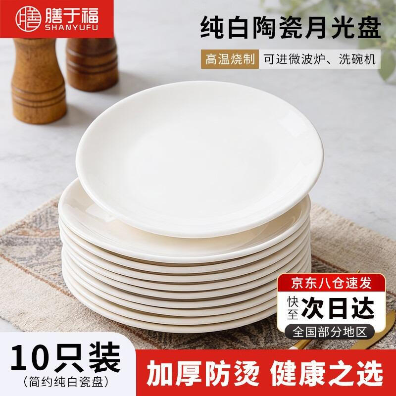 

Shanyu Fu 5-inch Pure White Ceramic Dinner Plates, 10-pack