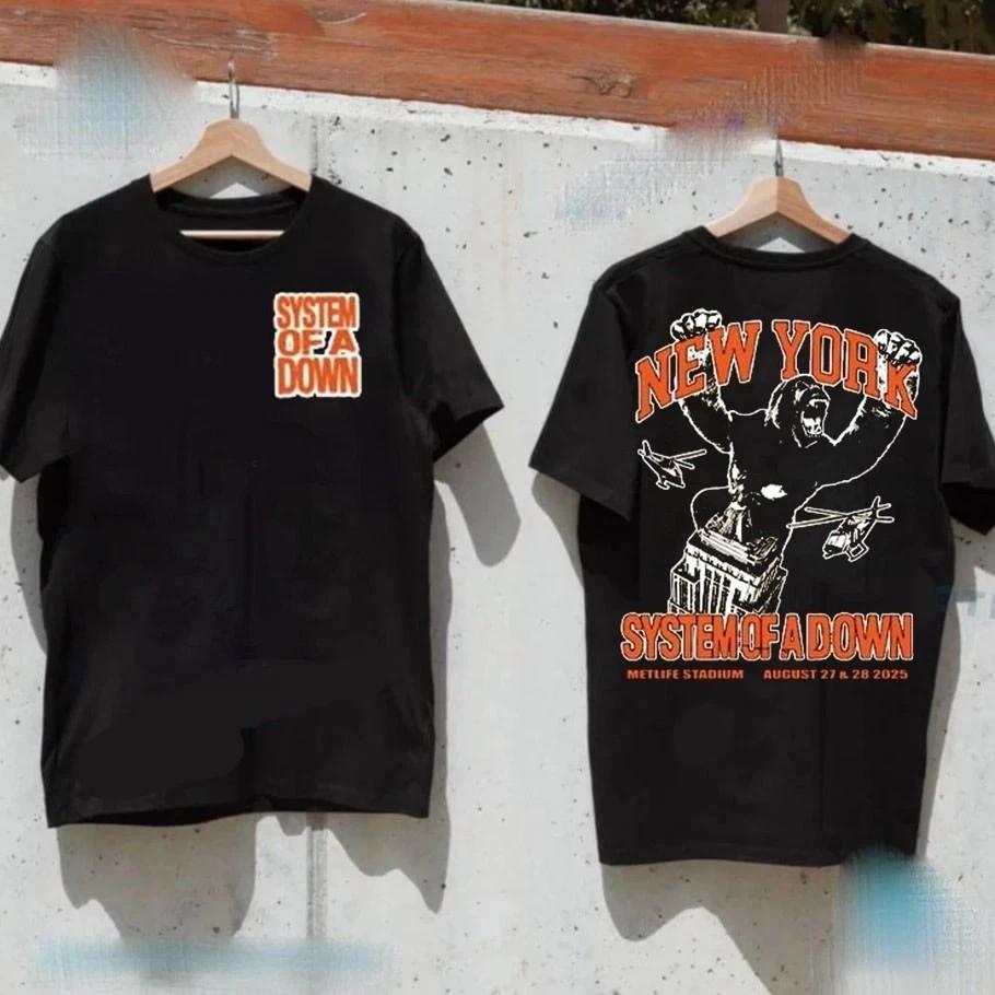 System Of A Down Kong 27 и 28 августа 2025 г. Нью-Йорк Футболка с принтом Kong 2 стороны S-5XL Унисекс XL