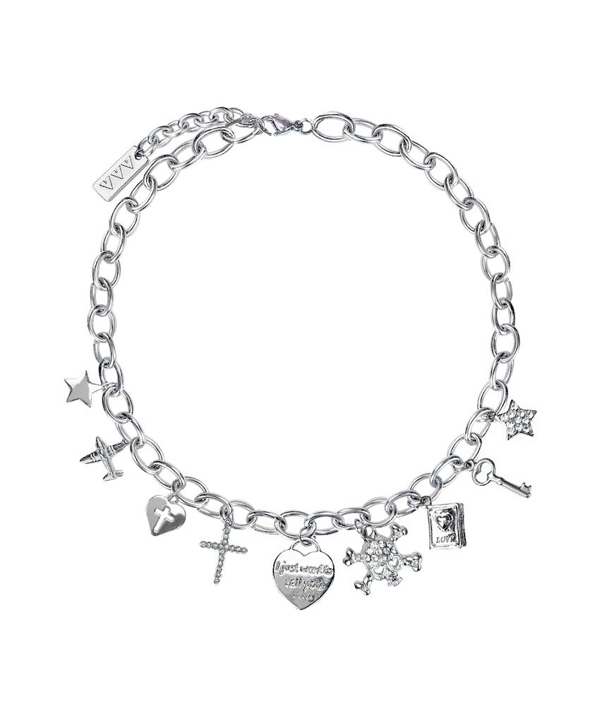 Vvv [Set] Funky Mix Bold Chain Surgical Necklace + Bracelet