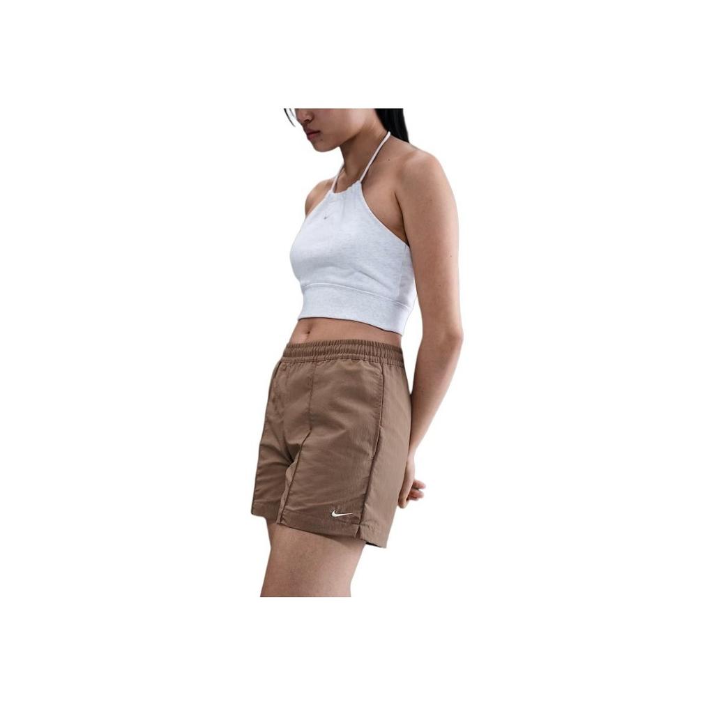Nike Solid Color Elastic Waist Three-Quarter Casual Shorts Women Shorts Mink-Brown FV6623-233