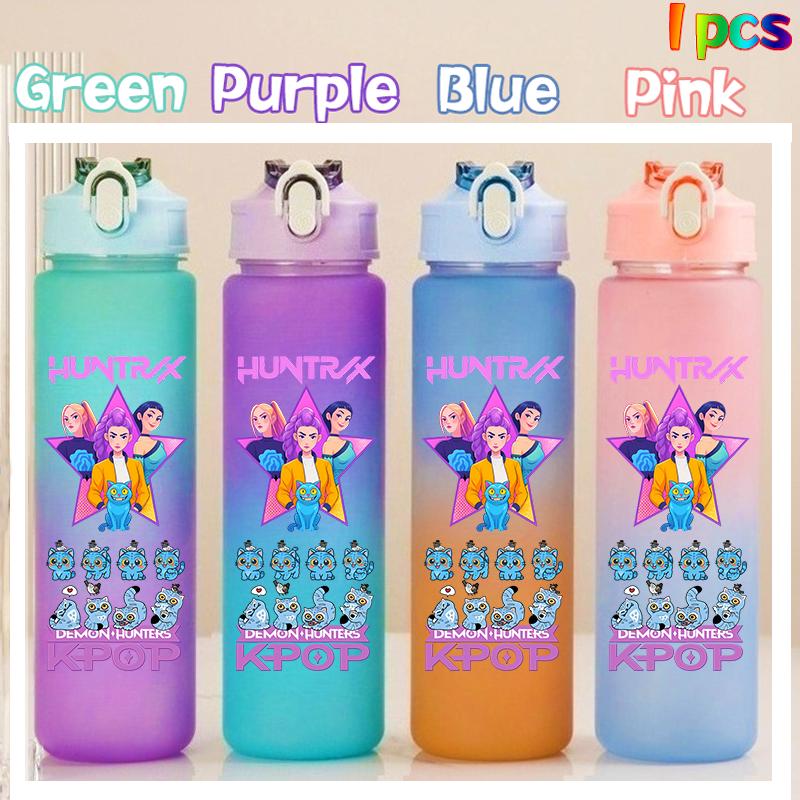 750ML KPop Demon Hunters HUNTR/X Rumi Mira Zoey Jinu Colore Degradé Tazza Acqua Bambino Borraccia con Cannuccia Saja Ragazzi Tigre Regalo