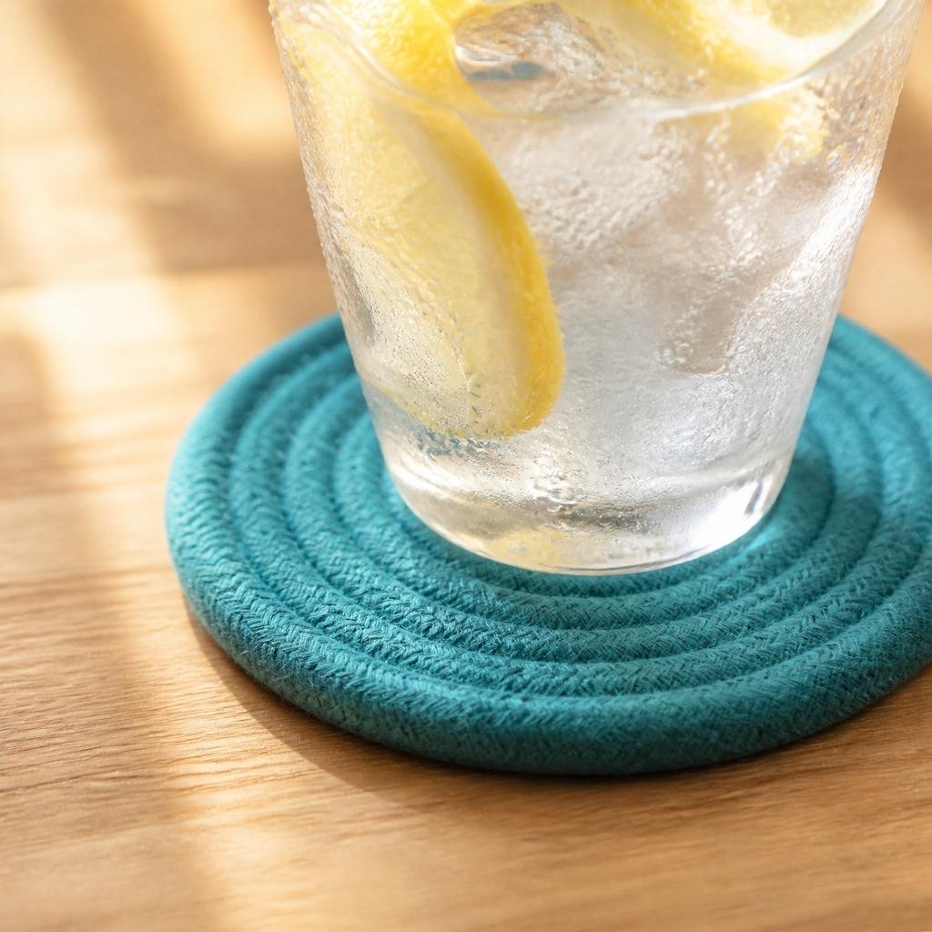 Round Woven Set of 4, 11cm Diameter for Drinks, Absorbent Placemats for Coffee Table