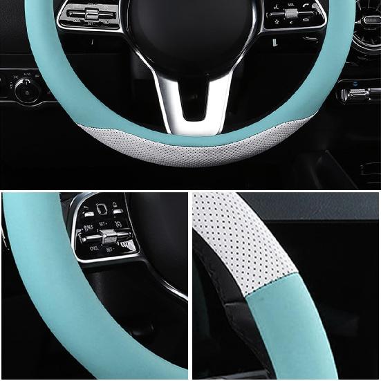 Steering Wheel Cover, Microfiber Leather Vehicle Steering Wheel Protector Cyan