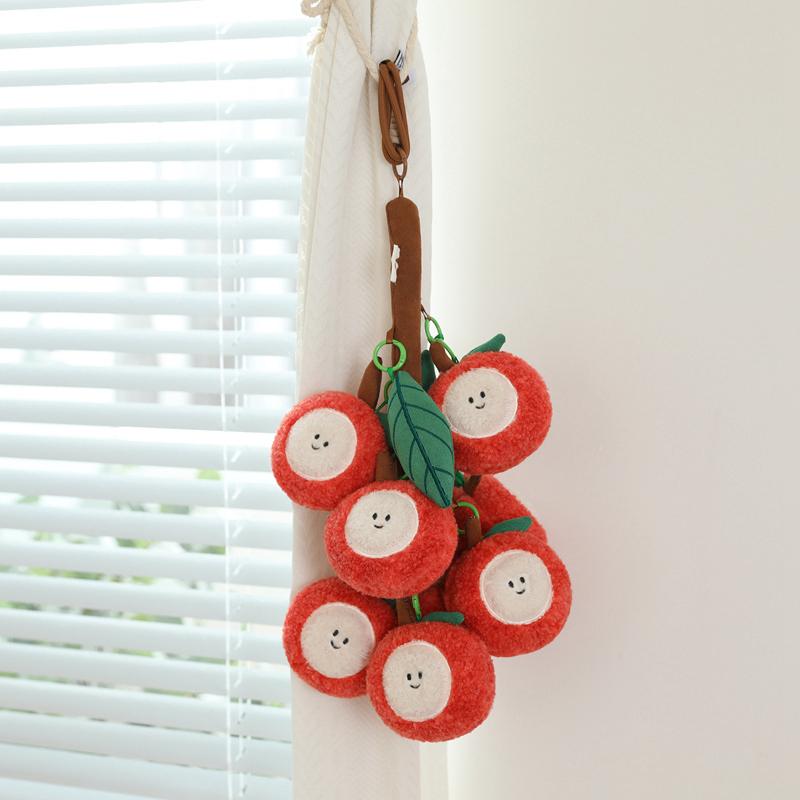 Kawaii Fruits Strings Plush Toy Detachable Soft Grape Litchi Tomato Gold Coin Pendant Toys Creative Curtain Hangging Party Decor