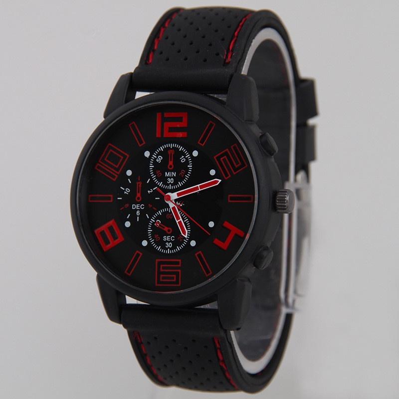 Fashionable Silicone Strap Mechanical Watch For Men Quartz Movement Decorative Design 40.5mm Dial
