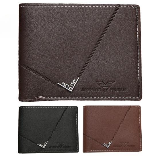 Men Wallet Faux Leather Solid Color Vintage Large Capacity Multi Pockets Portable Foldable Coin Changes Storage Purse Card Adult Sex Wear CLE