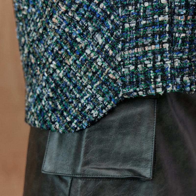 Maxza Glitter Mix Out Pocket No Collar Tweed Jacket Cd03qj300on