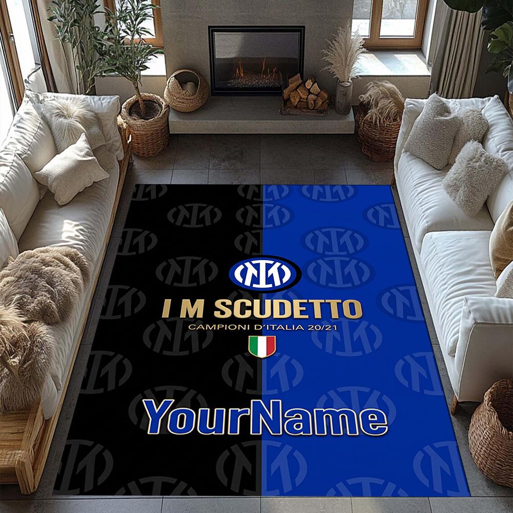 Inter Milan Personalized Name Carpet Perfect for Entryway Study room Foyer Hallway Antislip Carpet Anime Office Decor Perfect Gift for Friends & Famil