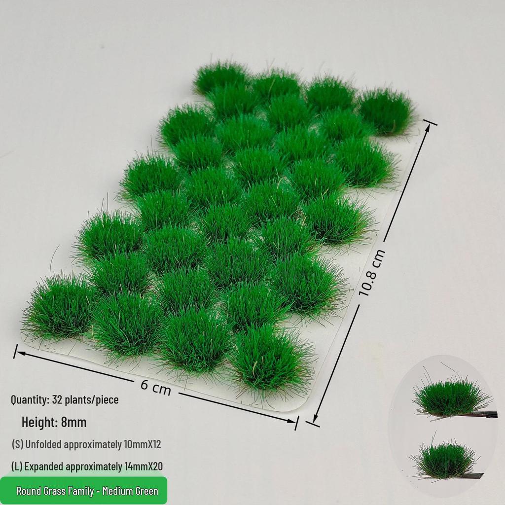 8mm 32 Tufts Grass for Train, Architectural Models, Military Dioramas & DIY Miniatures