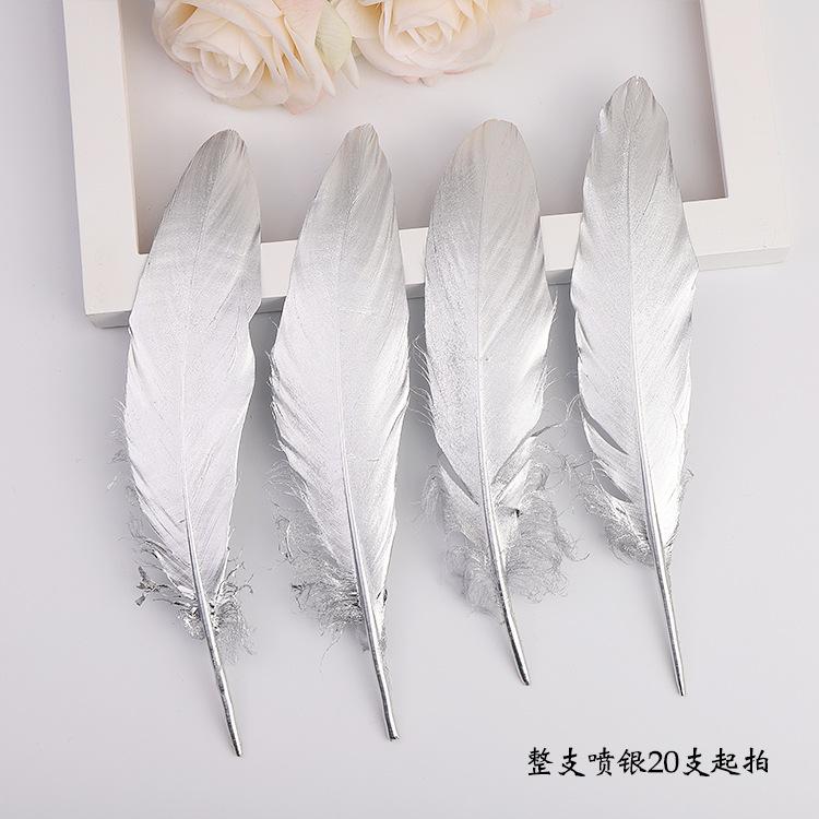 Golden Feather Colored Goose Feather Spray Gold Hard Big Floating Feather Jewelry Accessories Whole Face Semi-Golden Diy Handmade Decoration