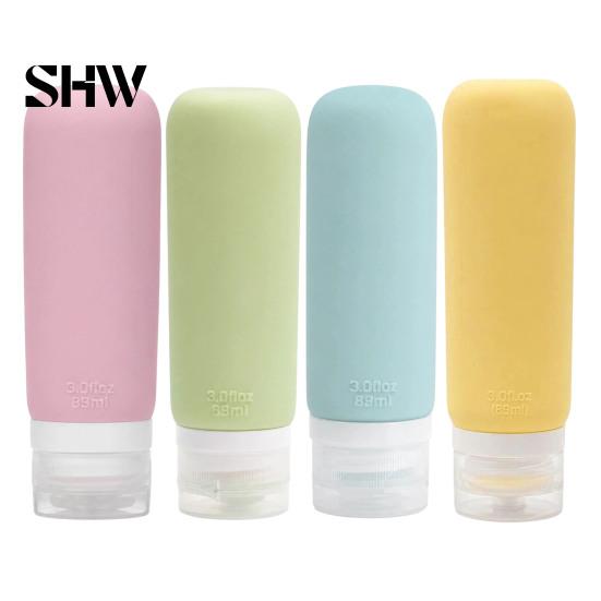 Travel Size Liquid Bottles 1/4Pcs Silicone Bottle for Toiletries, Leak Proof Container, Empty Cosmetic Refillable Squeeze Bottle, Essentials