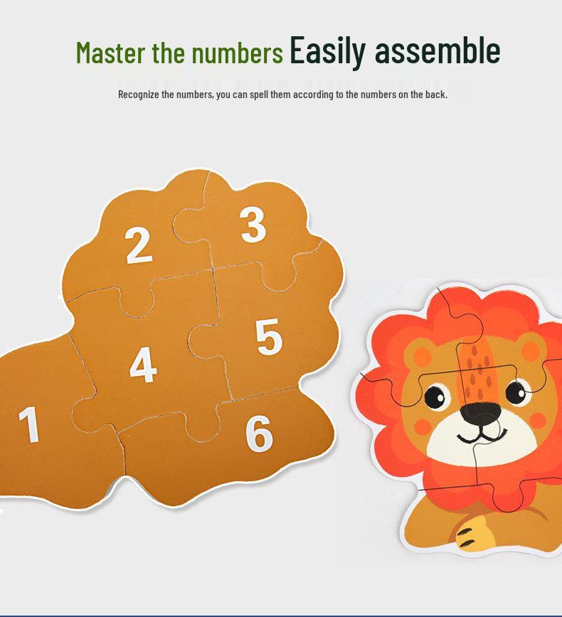 Wooden Six-in-One Puzzle for Ages 3-6: Animals & Transportation Educational Toy for Early Childhood Development