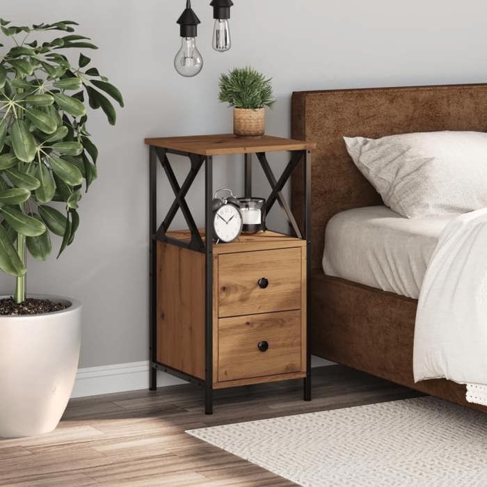 VidaXL Bedside Table Artisan Oak 34x35.5x70 Cm Engineered Wood, Bedside Furniture, Side Table, Bed Cabinet, 857252