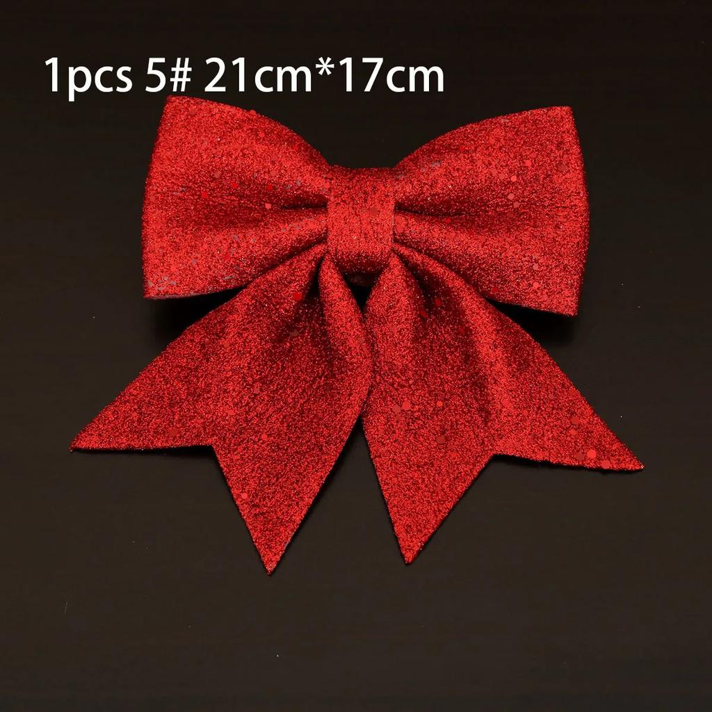 1/2Pcs Christmas Bows Hanging Decorations For Christmas Tree Diy Gold Silver Red Bowknot Pendant For Xmas Wreath New Year