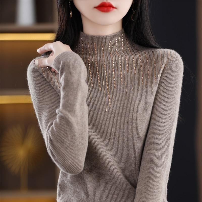 Women's Cashmere Sweater Qinghe Cashmere 30% Cashmere 70% Wool Women's Autumn and Winter Cashmere Pullover Soft and Warm
