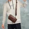 Small Crossbody Bag For Men Genuine Leather Shoulder Sling Bag With Card Holder Waist Pack For Cellphone