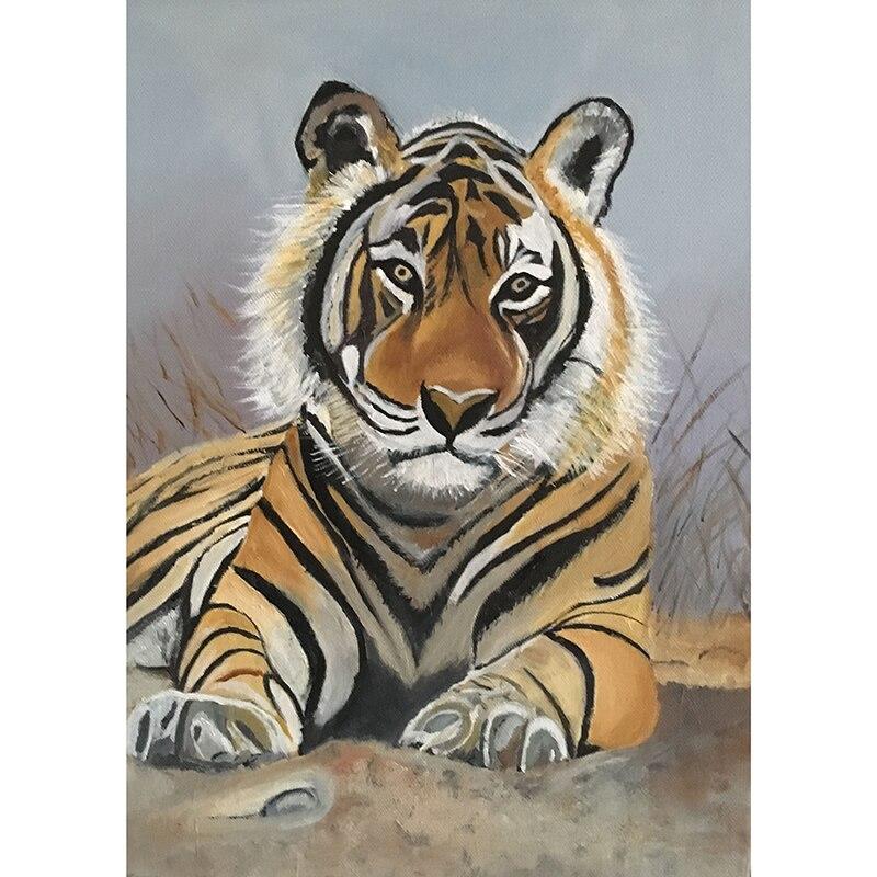 New 5D DIY Diamond Painting Tiger Diamond Embroidery Animal Scenery Cross Stitch Full Round Drill Home Decor Manual Gift