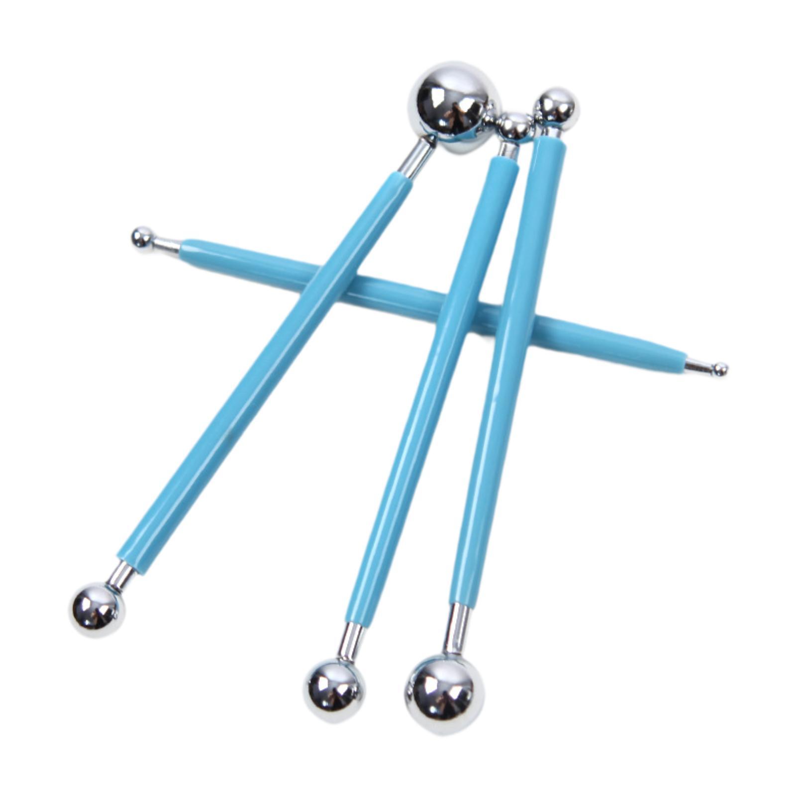 4Pcs Ball Stylus Dotting Tools Sticks Embossing Stylus Sculpture Modeling Tool Double Ended Metal Balls Polymer Clay Tools