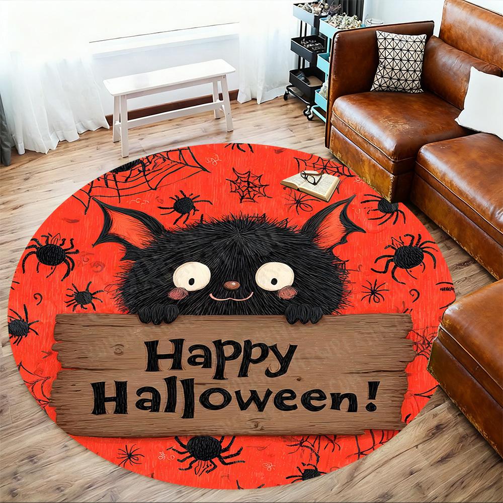 1PC Halloween Bat Office Round Area Rug, Under Office Chairs Bedroom Living Room Home Decor, Carpet for Office -1110134