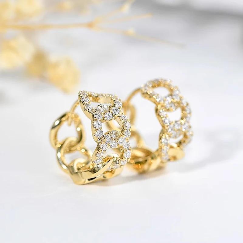 Huitan Noble Hook-Ups Designed Hoop Earrings for Women Luxury Brilliant Cubic Zirconia Ear Accessories Chic Engagement Zircon