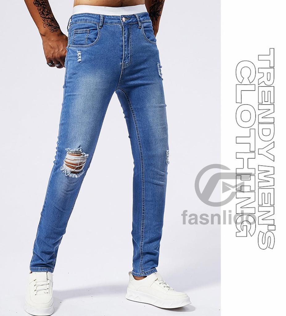 F fasnlido Distressed Skinny Denim Available in Sizes Perfect for and Fall Men's Pants, Stretch, Cotton, S-2XL, Spring, Summer, (2XL Blue)