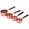 4PCS Set Rose Gold Measuring Cup Spoon with Scale Thickened Wooden Handle Home Baking Tool